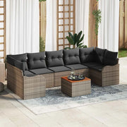 Set Divano da Giardino con cuscino 8 pcs Grigio polyrattan