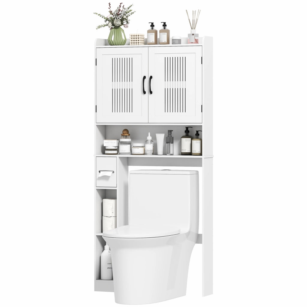 Mobiletto Sospeso per Bagno con 2 Ante e Ripiano Regolabile ¨C Zephmum ¨C Bianco 60x30x30