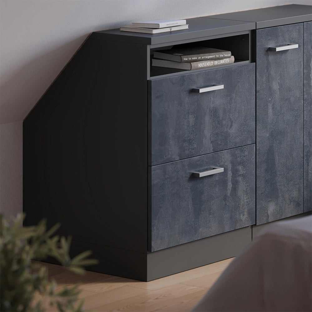 Mobile sottotetto Rion Calce nera/Antracite 60 x 83.8 cm con 2 cassetti, carcassa 60 cm profondità Vicco