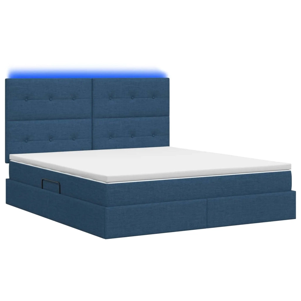Letto con contenitore LED e materasso Blu 180 x 200 cm Tessuto 3459965