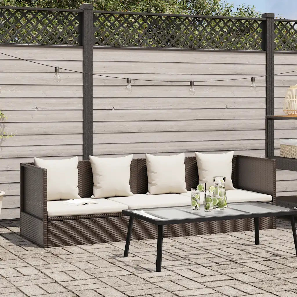 Lettino da Giardino con Cuscini in Polyrattan Marrone cod mxl 14070