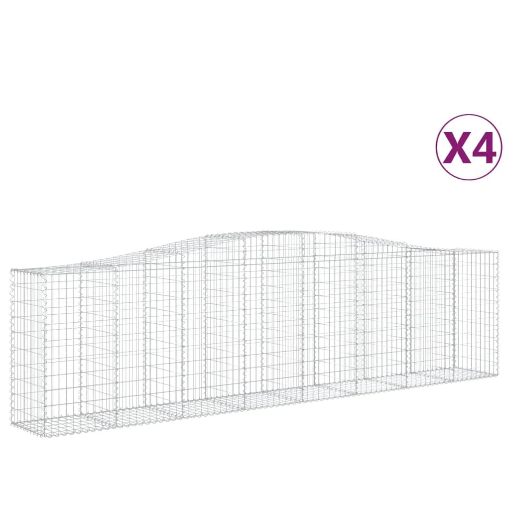 Set di 4 gabbioni ad arco per recinzione gabbia o muro di contenimento 400 x 50 x 100/120 cm ferro zincato argento 02_0041491
