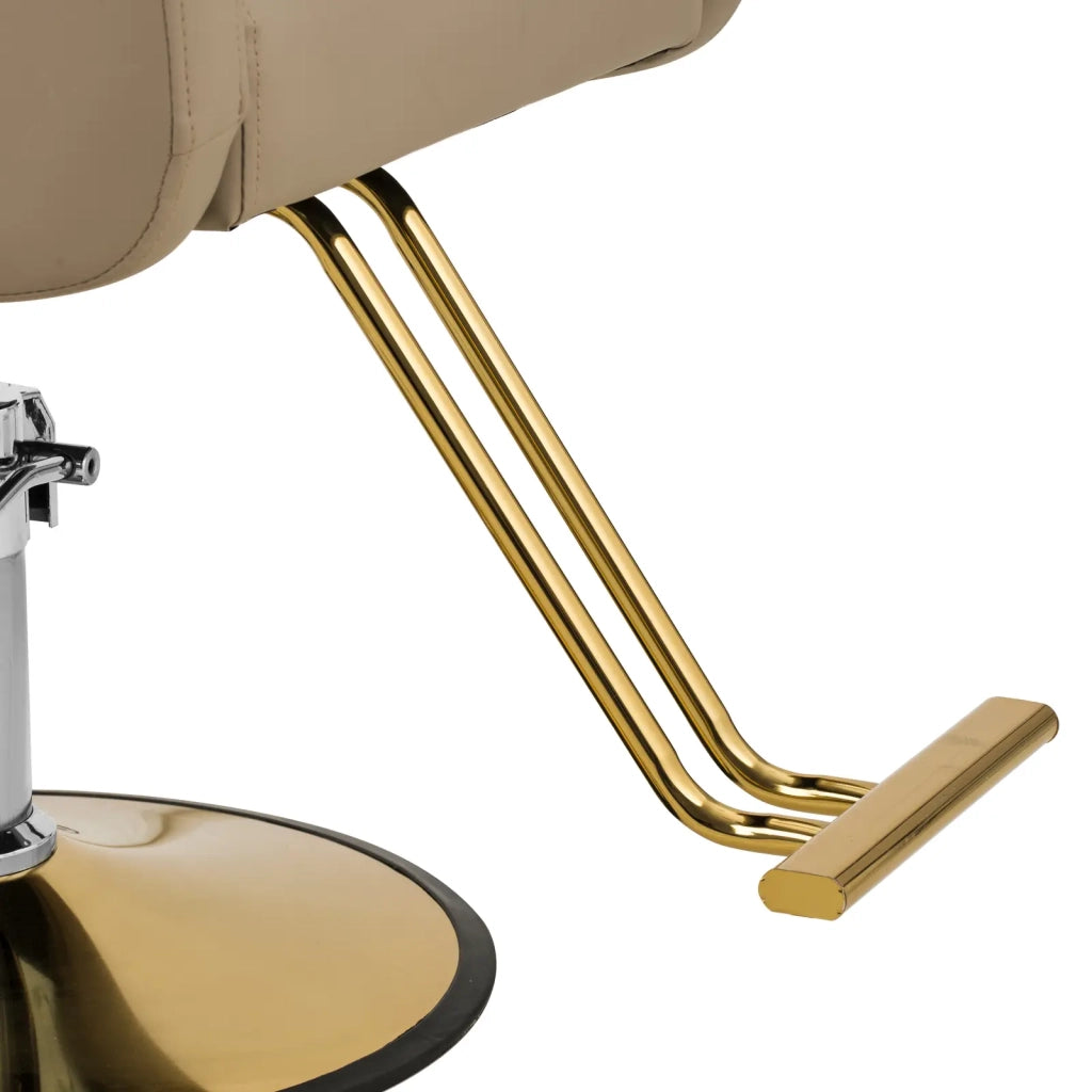 Poltrona professionale da parrucchiere con poggiapiedi 65 cm 180 kg acciaio inox PU beige 14_0008973