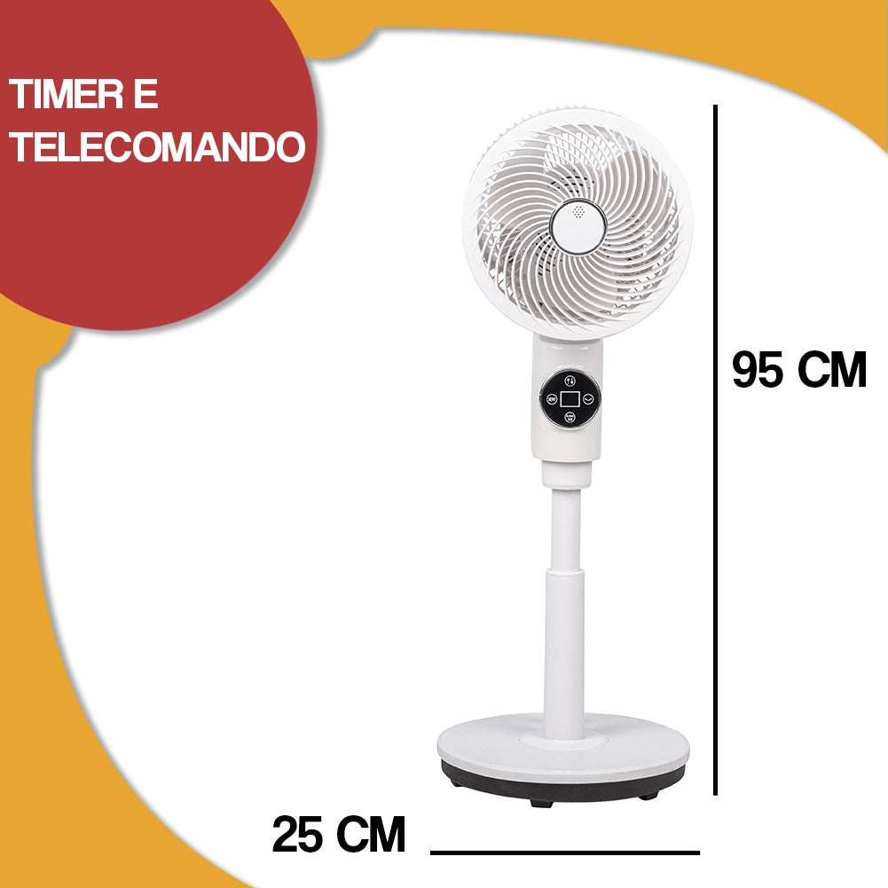 Ventilatore a Piantana 50 W Telecomando 6 Velocità Timer e Base Antiribaltamento