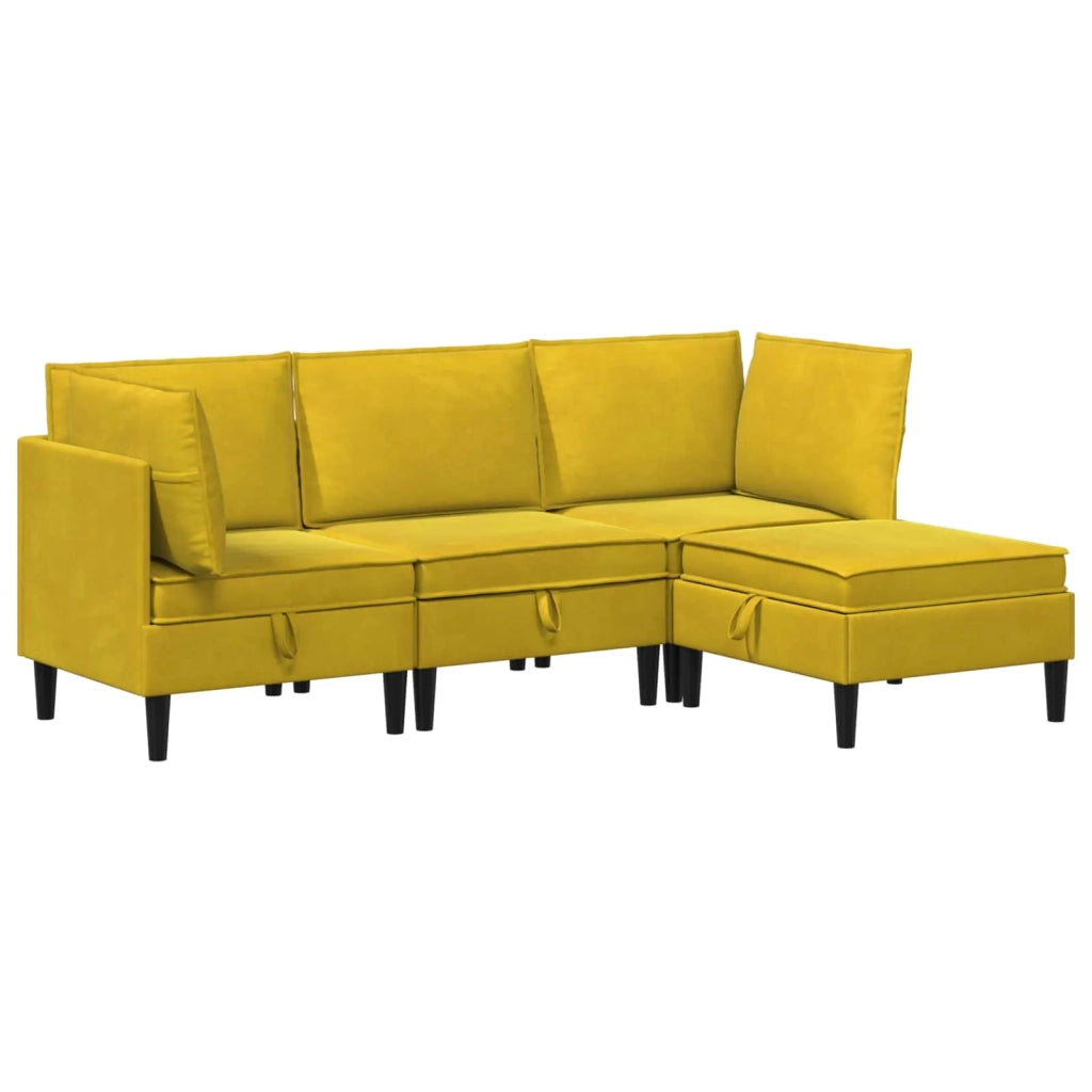 Set di mobili per il soggiorno con cuscino 4 pcs Giallo Velluto 3413760