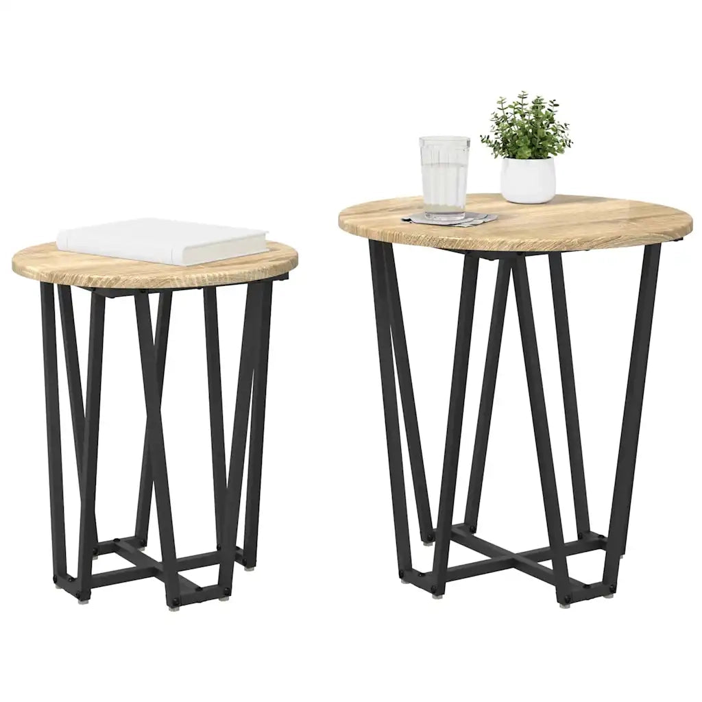 Set tavolini 2 pcs Rovere Sonoma e Nero 869721