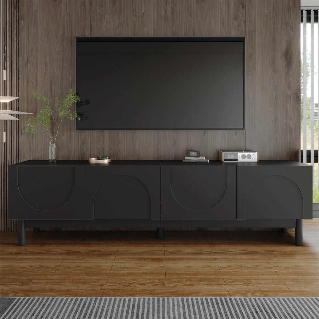 Mobile TV con 4 Ante e Ripiani; con Gambe; per Soggiorno; in MDF e Truciolare; 169 × 34 × 45.5 cm