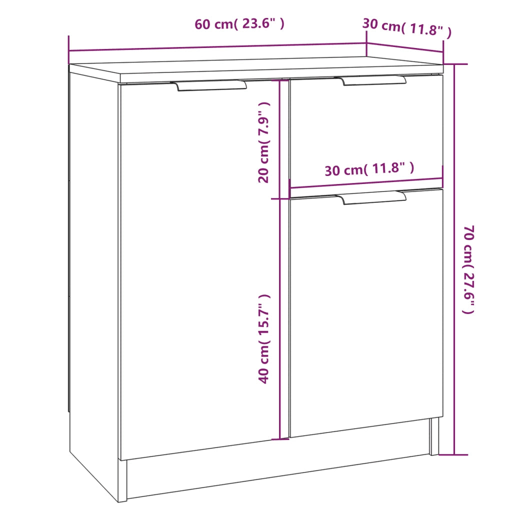 Credenze 2 pz Grigio Sonoma 60x30x70 cm in Legno Multistrato 3115818