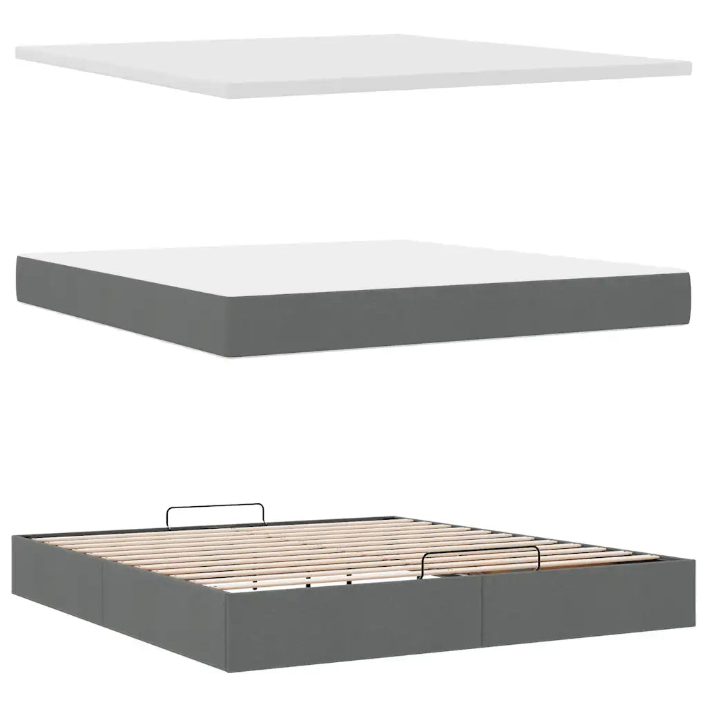 Struttura Letto Pouf con Materasso 160x200 cm in Tessuto 3313935