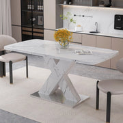 Tavolo da Pranzo Allungabile ¨C MINIMAL ¨C Piano Effetto Marmo Bianco, Gambe MDF e Metallo, 120-160 cm