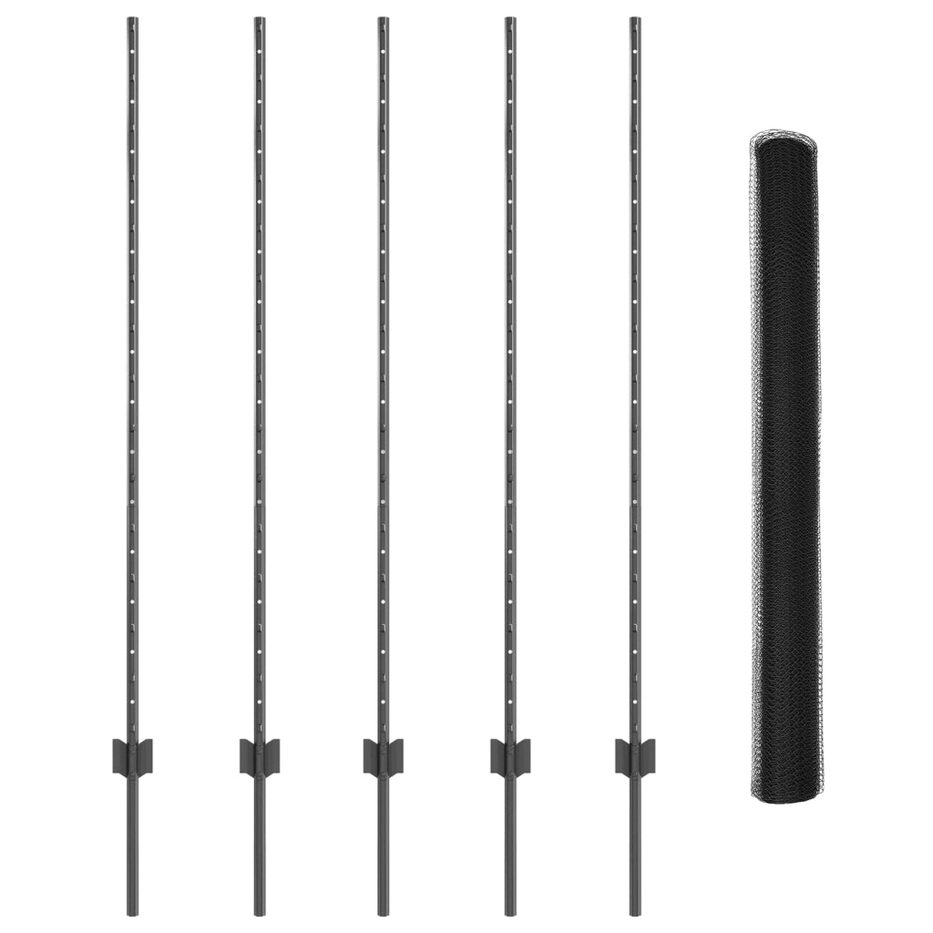Post per Recinzione  10 pz U-Channel Grigio 140 cm Acciaio