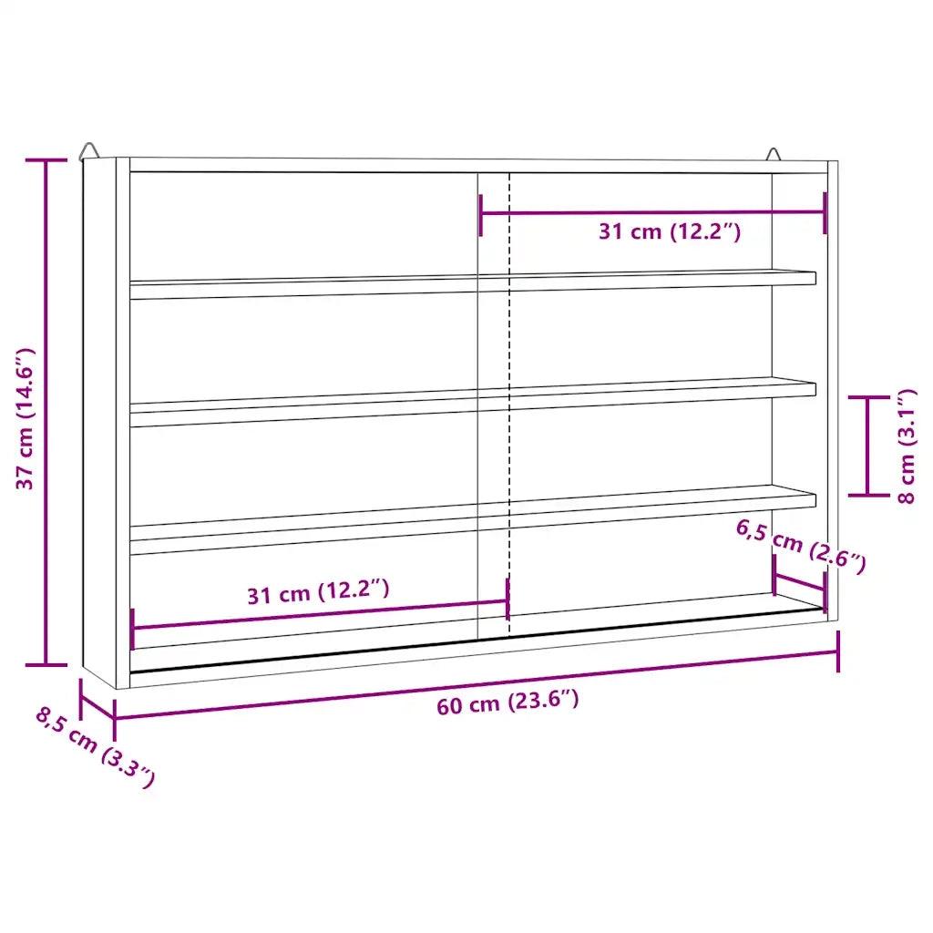vidaXL Teca da Collezione in Legno con Porte 60x8,5x37 cm