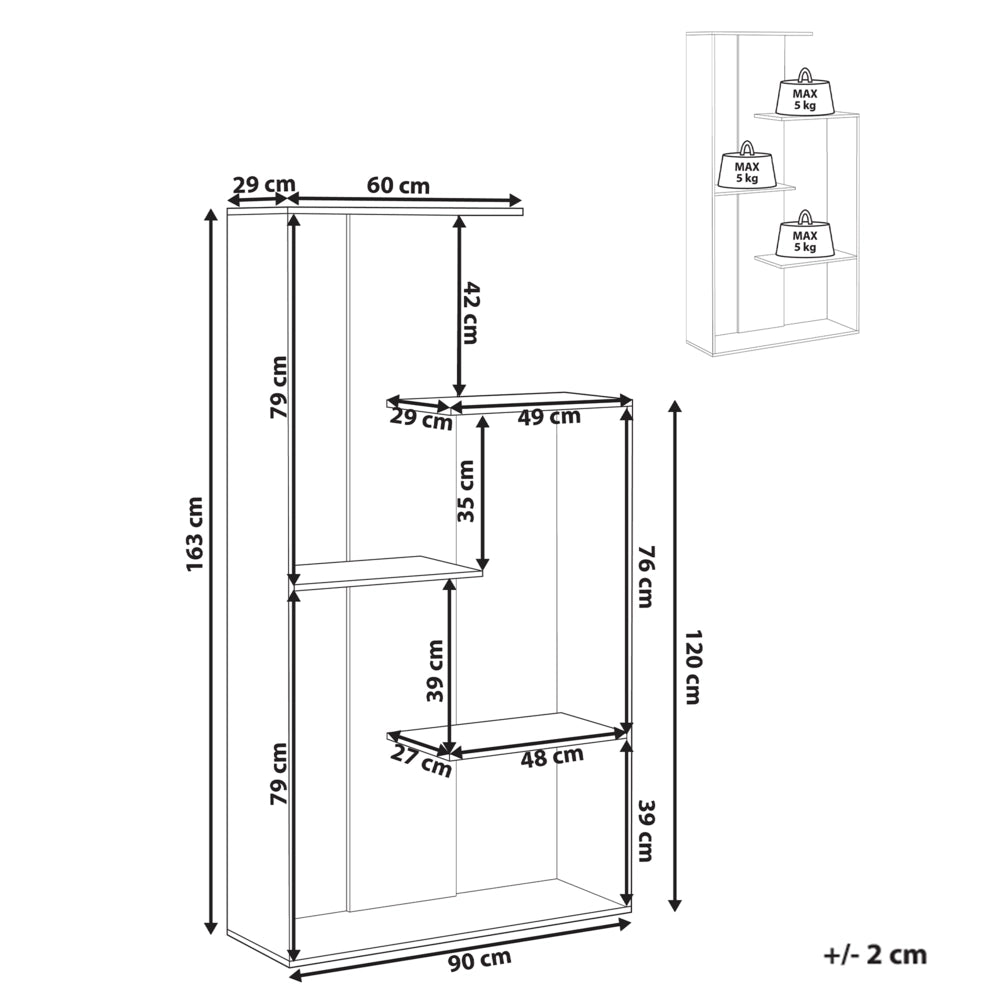 Libreria a 3 ripiani in truciolato Marrone chiaro stile minimalista