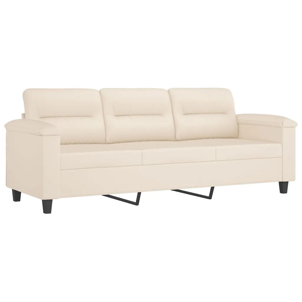 Divano a 3 Posti con Cuscini Beige 180 cm Tessuto Microfibra 3200982