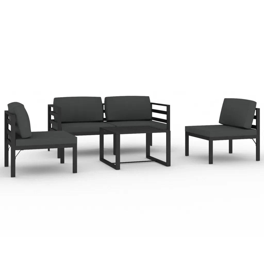 Set Divani da Giardino 5 pz con Cuscini in Alluminio Antracite cod mxl 40992