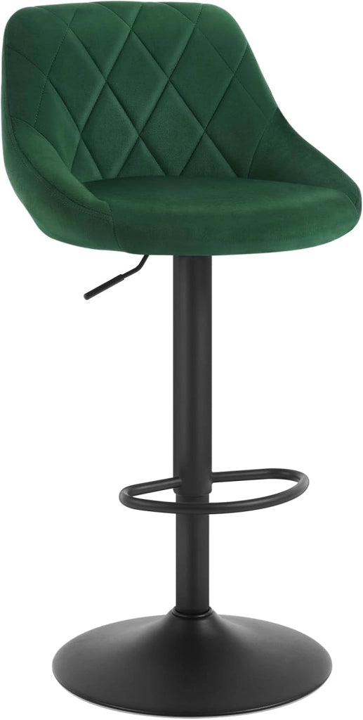 4x Sgabelli da Bar Moderni Girevoli Sedia Cucina Alta con Schienale Quadrato Senza Braccioli Altezza Regolabile in Velluto Verde Scuro BH219dgn-4