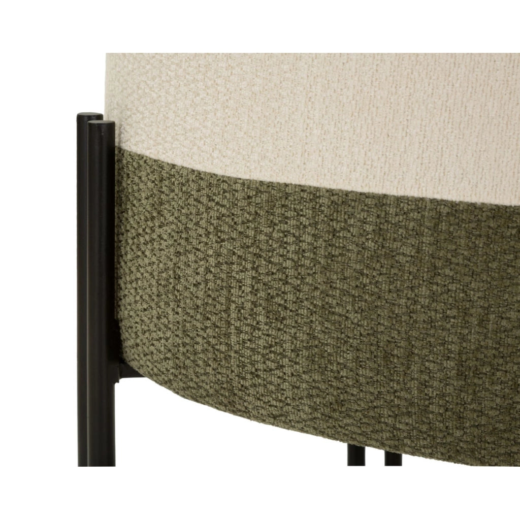 Pouf moderno bicolore con struttura in ferro e seduta imbottita