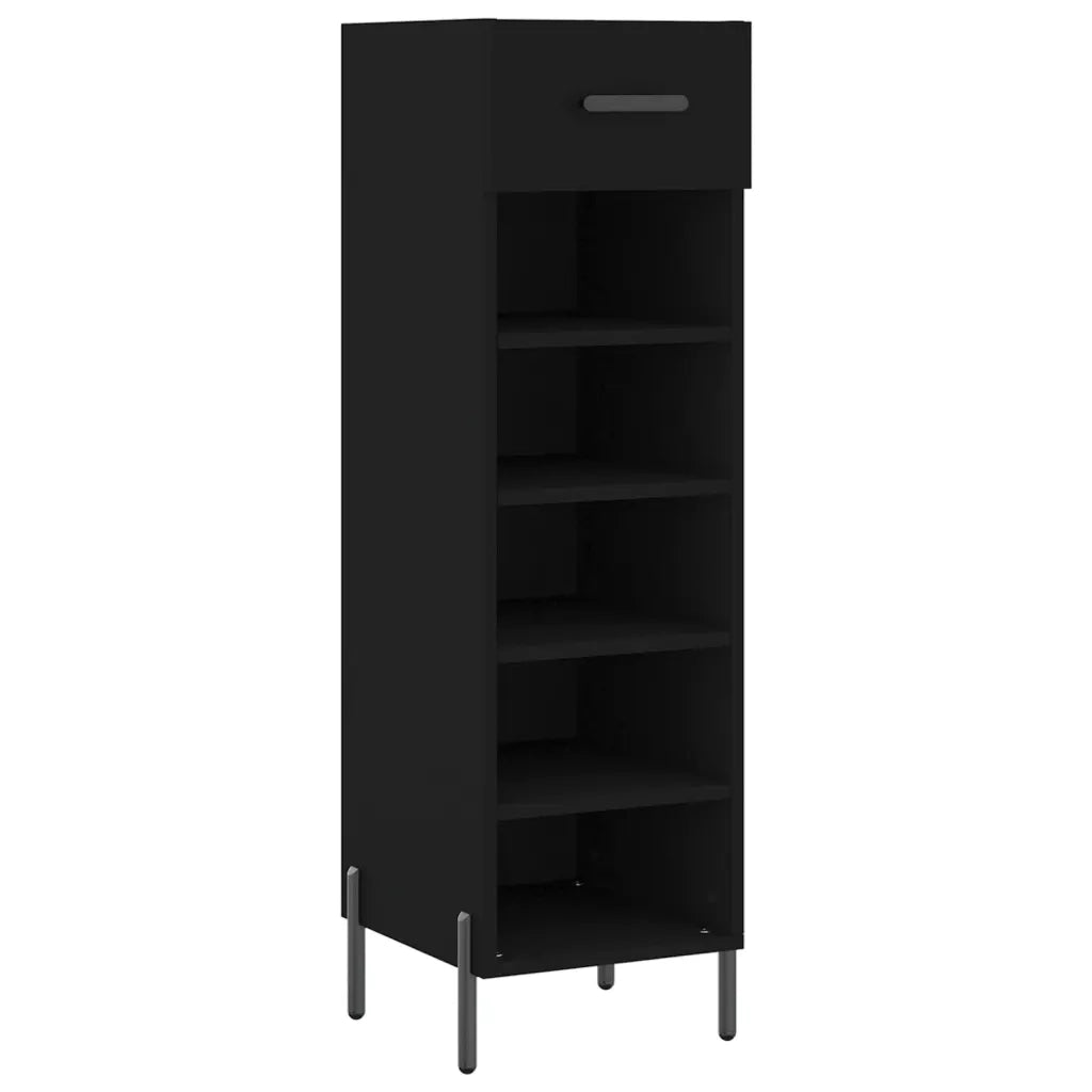 Scarpiera-Scaffale per scarpe Nera 30x35x105 cm in Legno Multistrato 633021