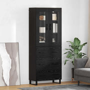 Credenza 2 pcs Rovere Nero Legno Stratificato e Vetro 3416221