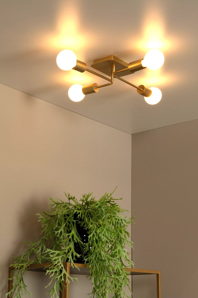 Plafoniera vintage oro opaco Lester 4xE27 40W Lucide