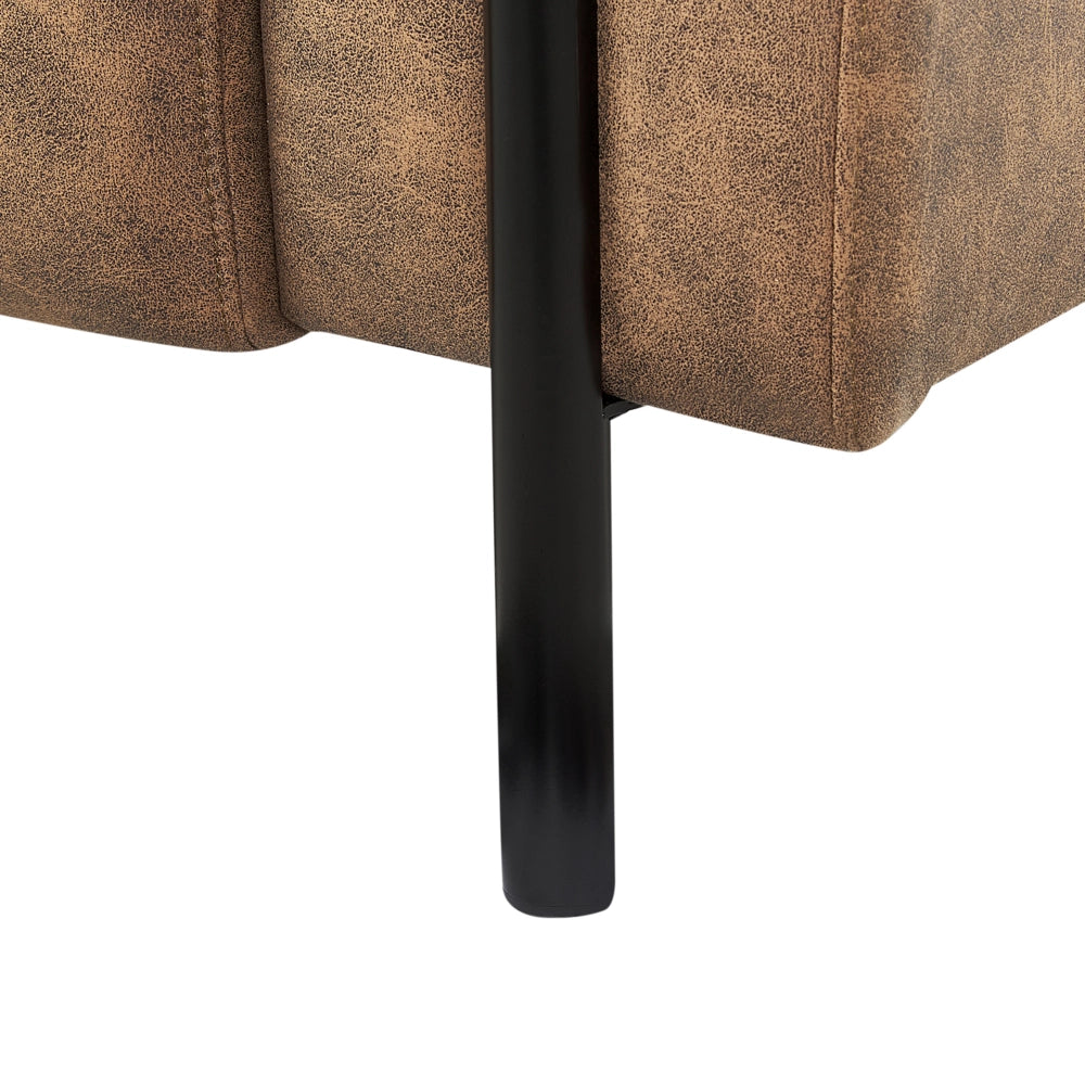 Divano 3 posti rivestito in tessuto effetto pelle marrone schienale regolabile stile moderno