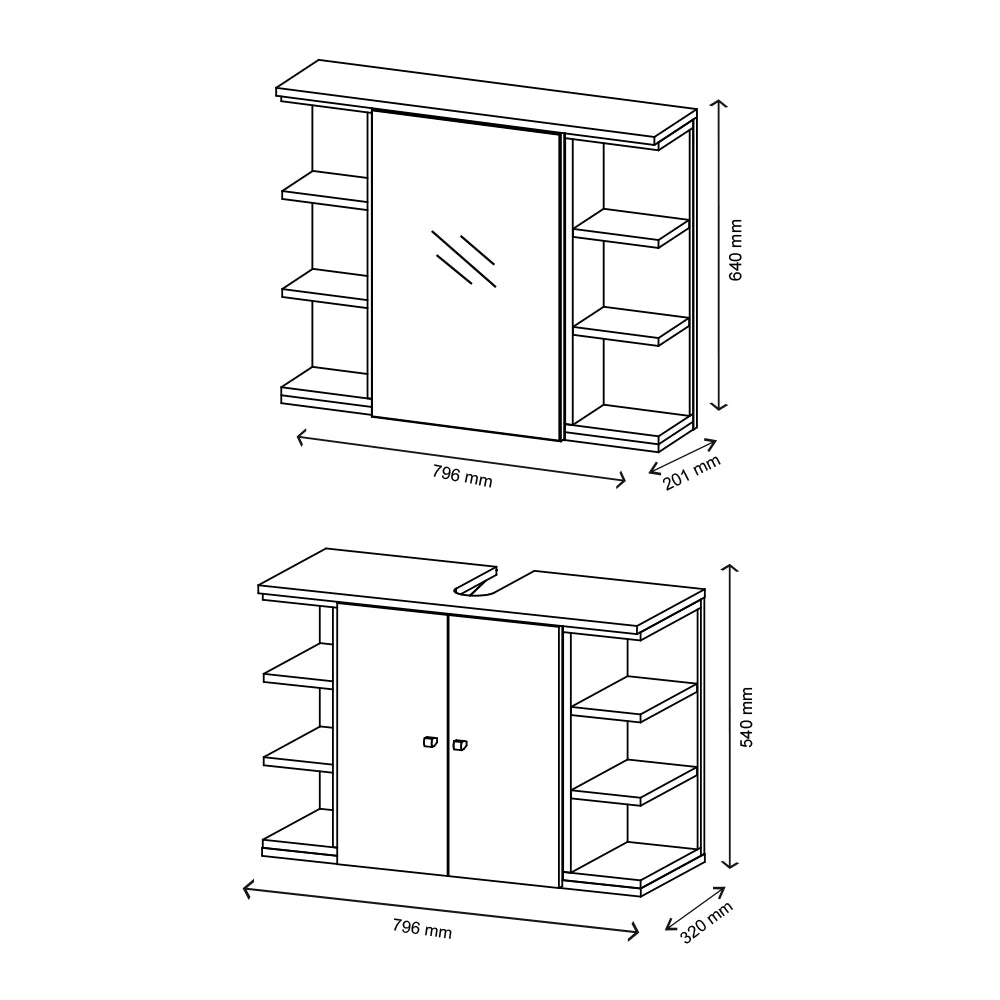 Vicco Set mobili bagno Bianco 2 parti