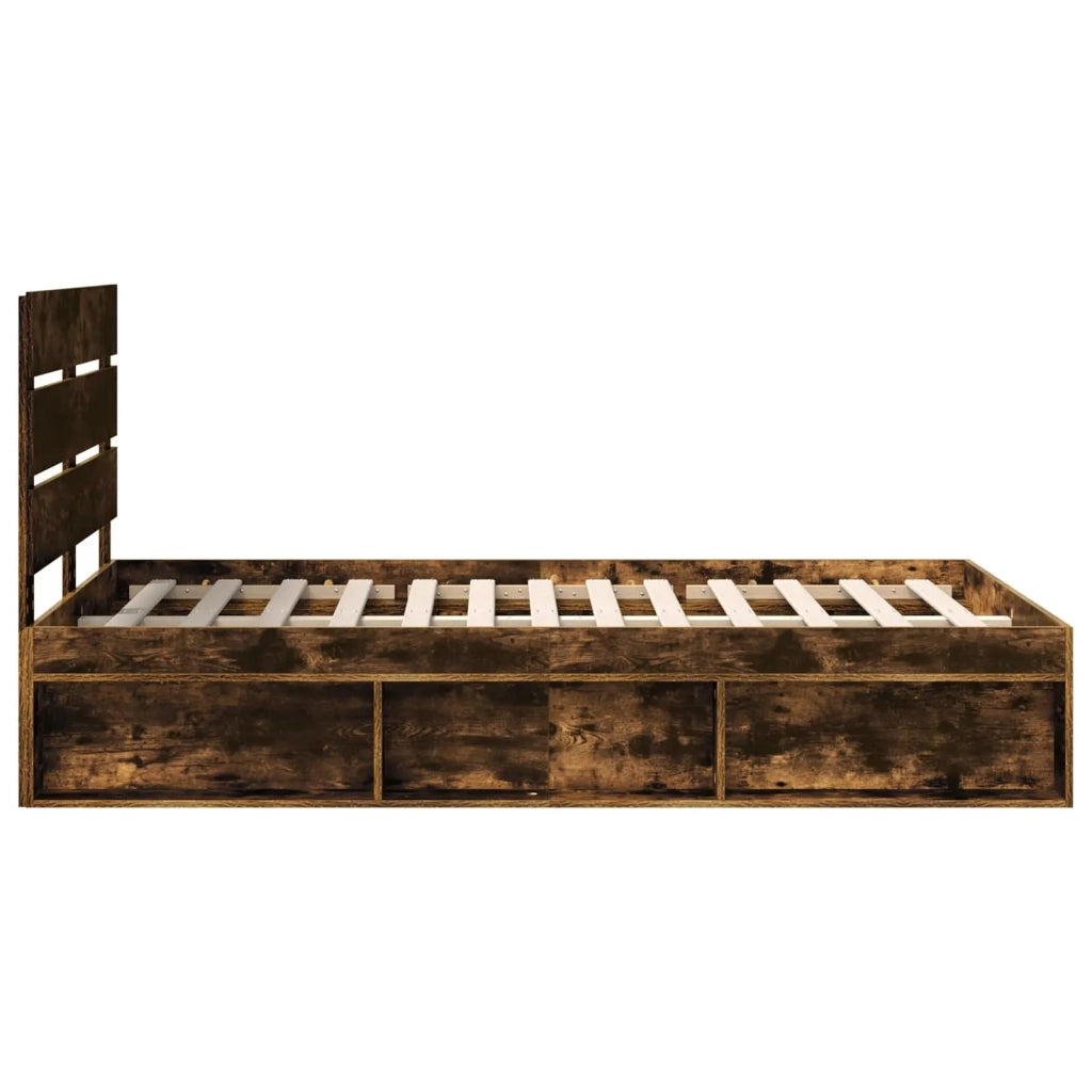Struttura del letto Rovere fumé 135 x 190 cm Pino massello 3411756