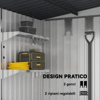 Capanno Attrezzi in Metallo 1.5x2m con Base, Porta Scorrevole e Tetto Inclinato, Bianco
