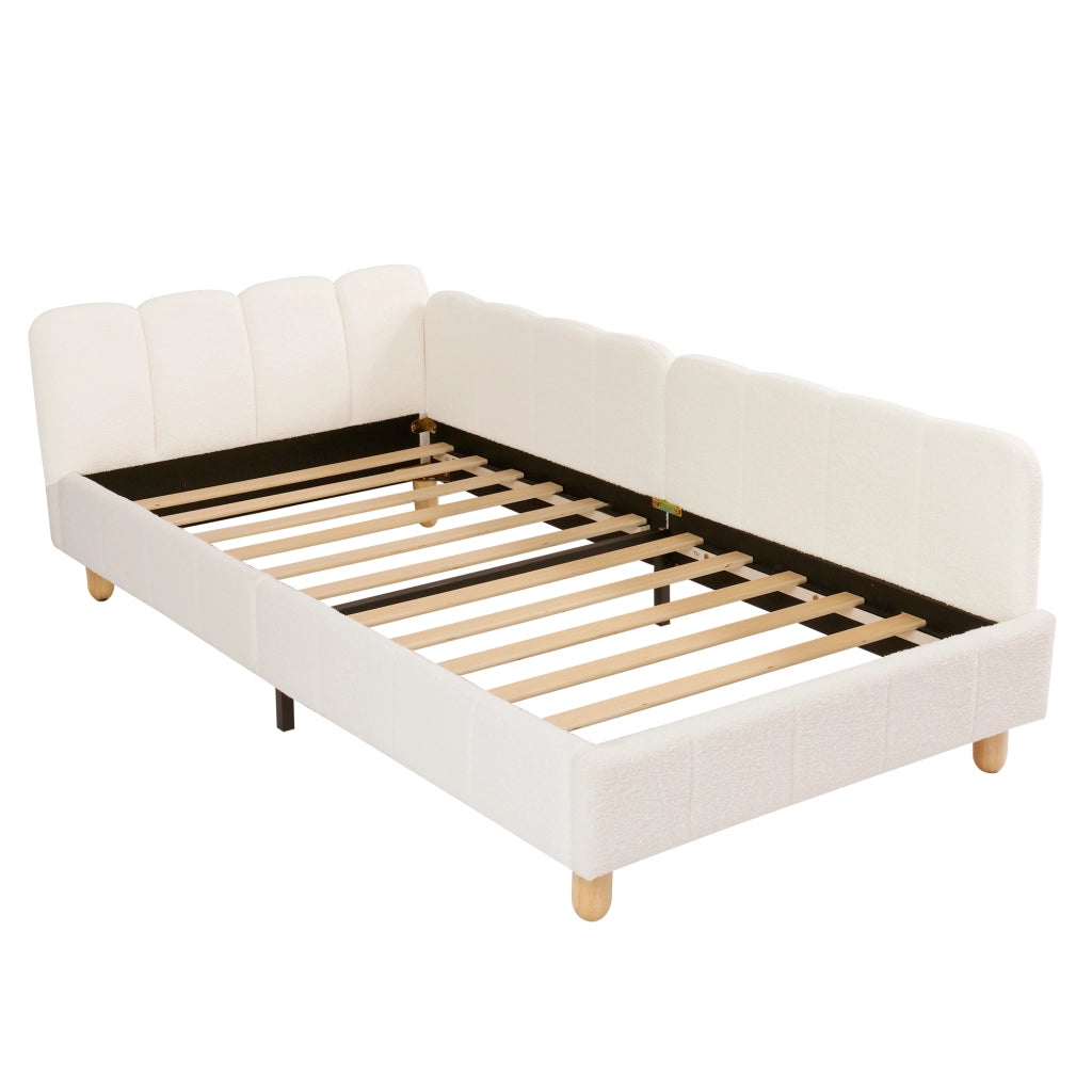 letto imbottito bouclé beige 100 x 213 cm