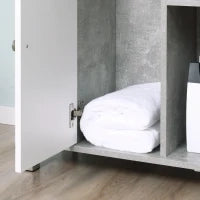 kleankin Mobiletto Sottolavandino con Intaglio a U e 6 Ripiani in Legno, 60x30x68cm - Bianco, Grigio