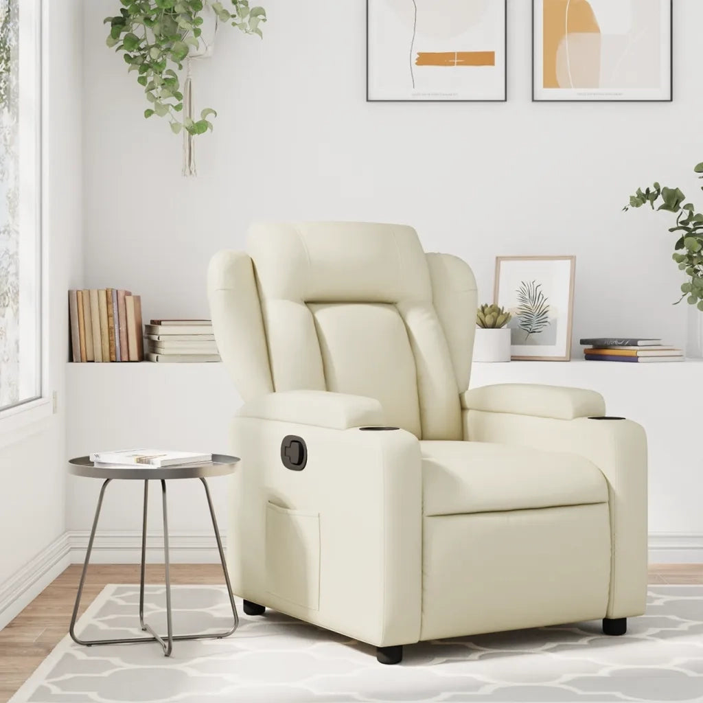Divano Sedia-Poltrona Reclinabile Crema in Similpelle 990879