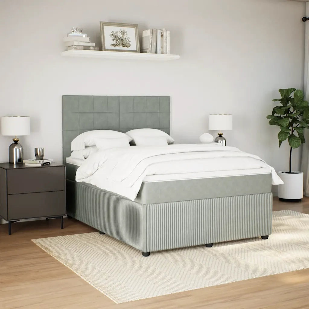 Giroletto a Molle con Materasso Grigio Chiaro 140x190cm Velluto 3294634