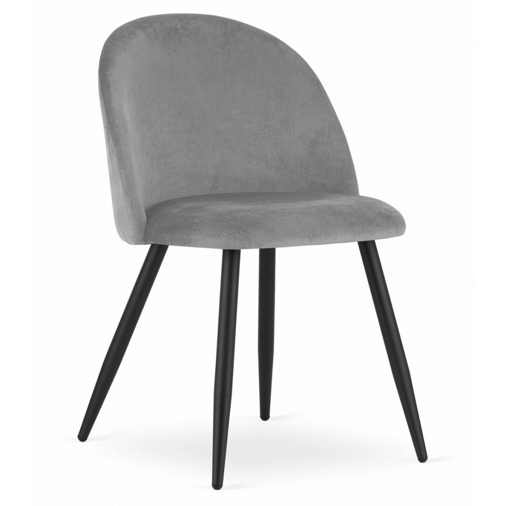 Set di 2 sedie Bello in velluto grigio con gambe nere