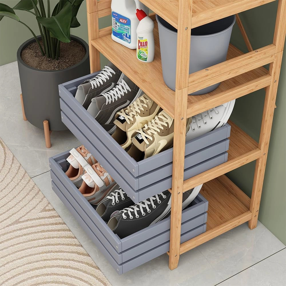 Scaffale Novaro, Bambù, 48.3 x 140.3 cm con 6 scomparti, adatto per riporre libri, documenti e oggetti decorativi