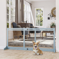 Cancelletto di Sicurezza Estensibile per Animali Domestici 104-183x36x69 cm in Legno e Acciaio Blu
