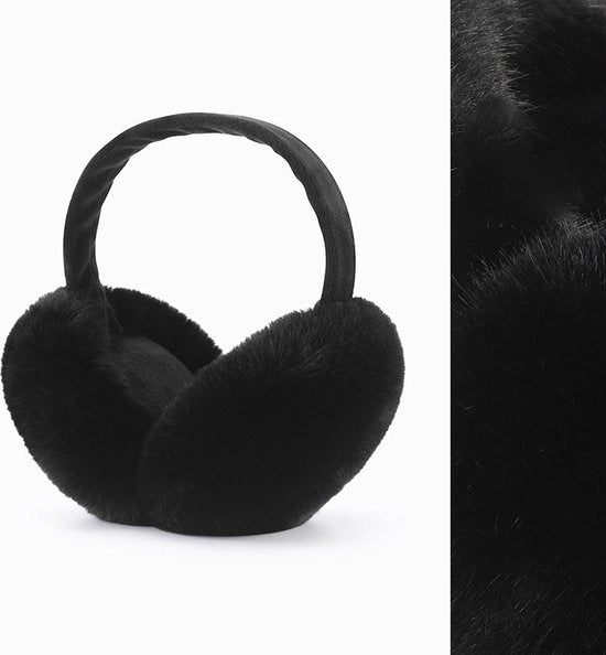 Occhiali da sole in piuma, cappuccio pieghevole, morbidi e caldi, impermeabili e in velluto, cappuccio unisex, cappuccio in imitazione di pelliccia di coniglio - [Classico imitazione pelliccia di coniglio] nero