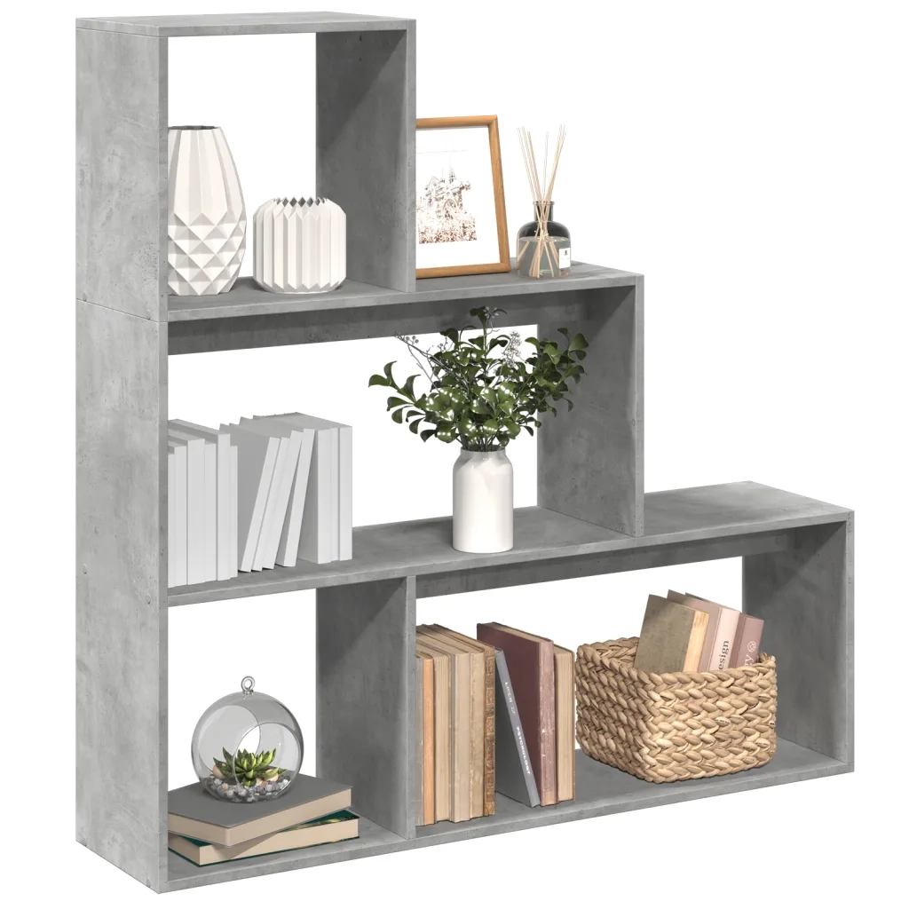 Libreria Divisorio 3Piani Grigio Cemento 123x29x123 Truciolato 857988