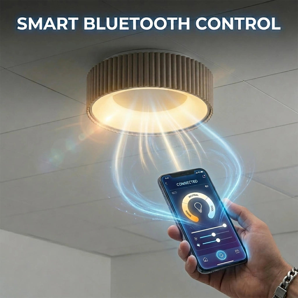 Plafoniera Moderna Tonda LED 30W Dimmerabile CCT Bluetooth Tortora con Telecomando Luce Soffitto Soggiorno Albergo Ristorante
