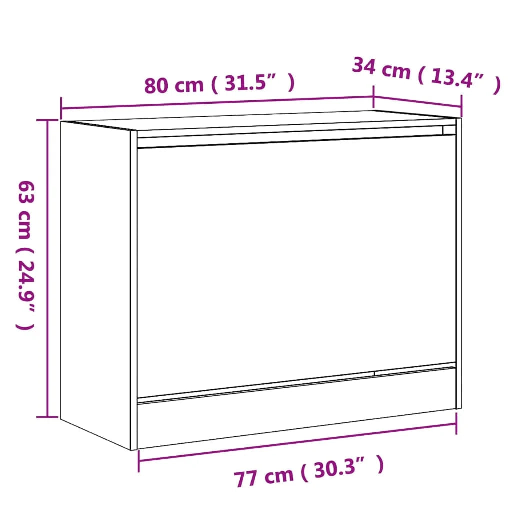 Scarpiera mobiletto portascarpe mobile per ingresso/corridoio/soggiorno legno Sonoma 80 x 34 x 63 cm marrone legno ingegnerizzato 02_0021733