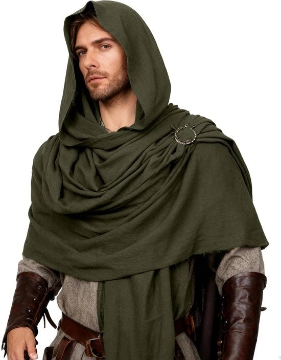 Cappotto leggero - Avvolgimento medievale - Fibbia penannulare - Cappuccio - Respira - Design unico