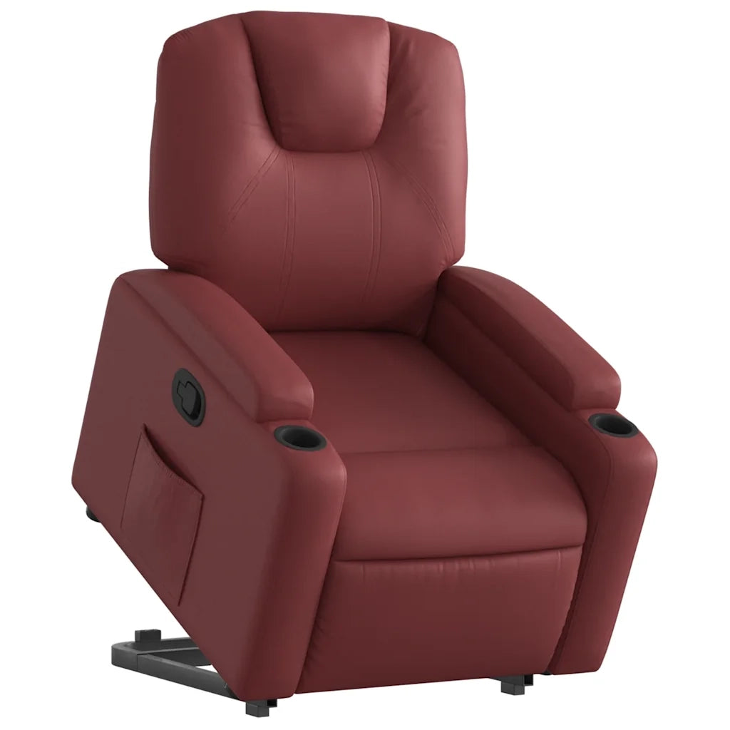 Poltrona | Sedia Relax Alzapersona Reclinabile Rosso Vino in Similpelle