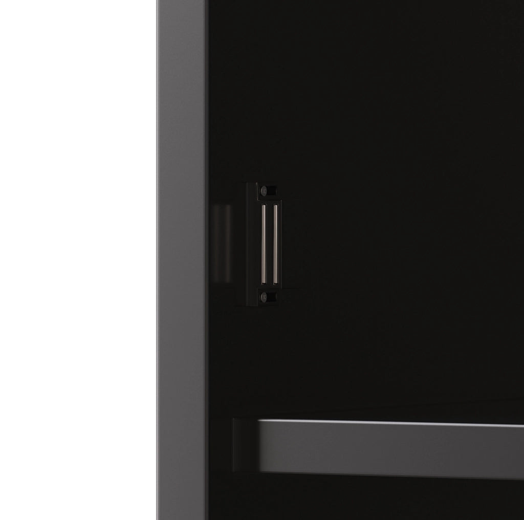 Mobile alto da cucina con LED, prese USB e AC, 120x40x176 cm, ripiani e anta ribalta, nero