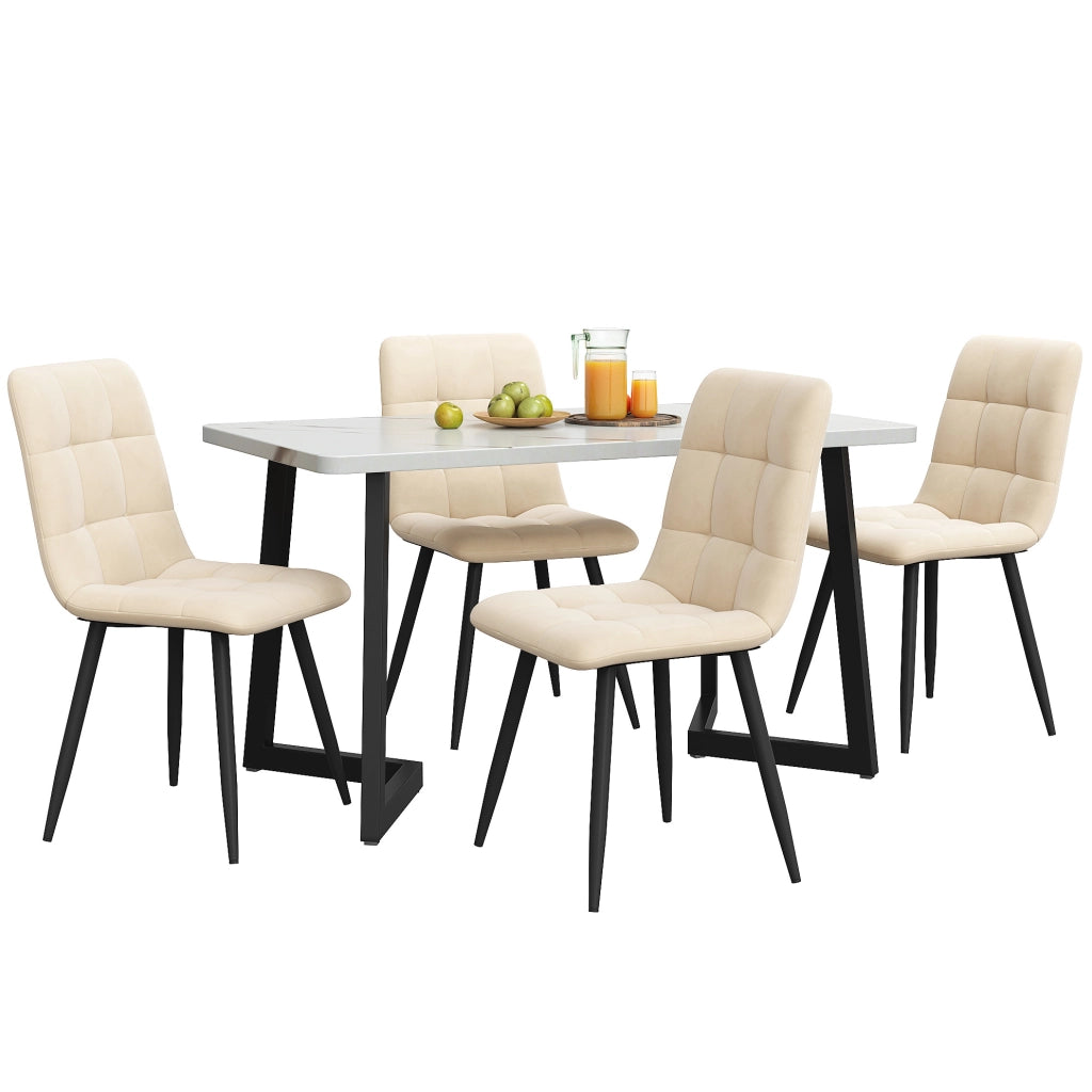 Set tavolo e 4 sedie 117x68 cm moderno; MDF; beige