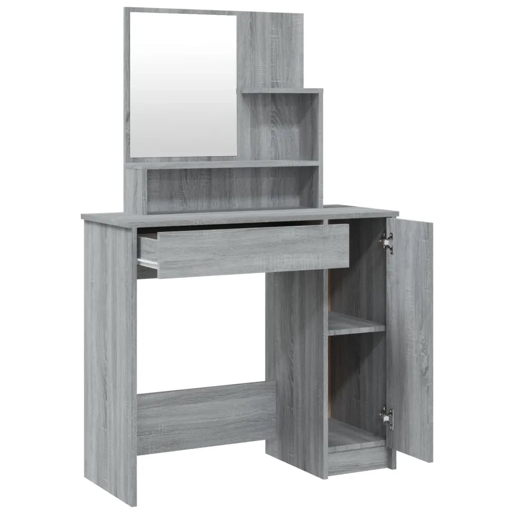 Set Tavolo da Toeletta Grigio Sonoma 86,5x35x136 cm 3114153