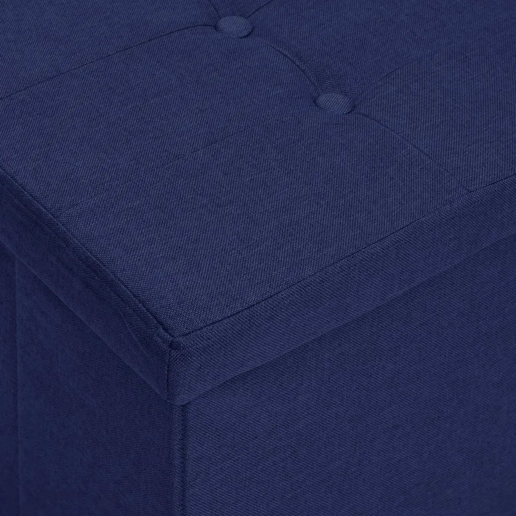 Cassapanca Pieghevole-Baule-Panca con Contenitore Blu in Simil Lino