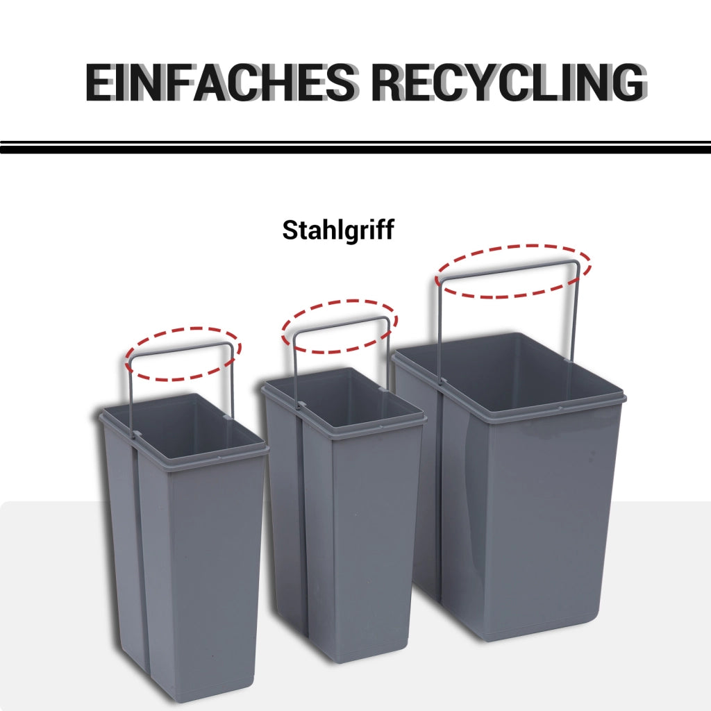 Sistema di raccolta differenziata con 3 contenitori ¨C zephmum ¨C Grigio