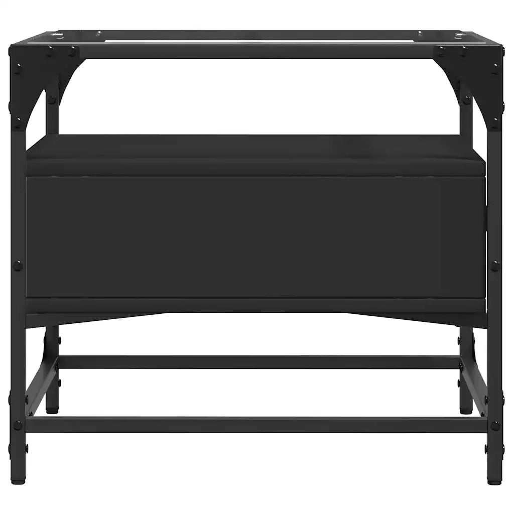 vidaXL Tavolino con Piano in Vetro Nero 50x50x45 cm Acciaio