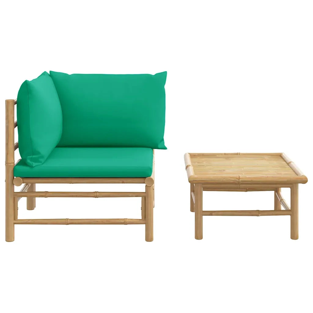 Salotto da Giardino-Set Salotto da Giardino 2pz con Cuscini Verdi Bamb¨´ 145127
