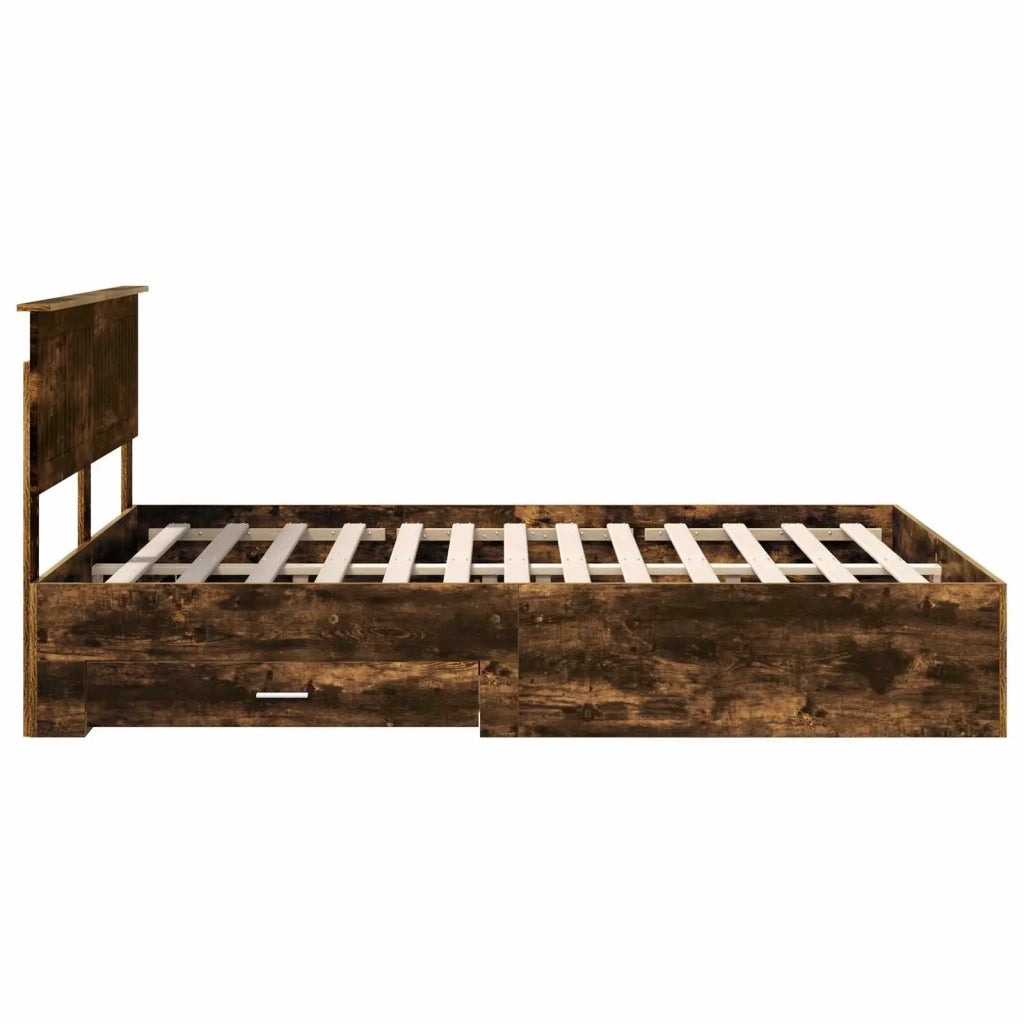 Struttura del letto Rovere fumé 135 x 190 cm Legno multistrato