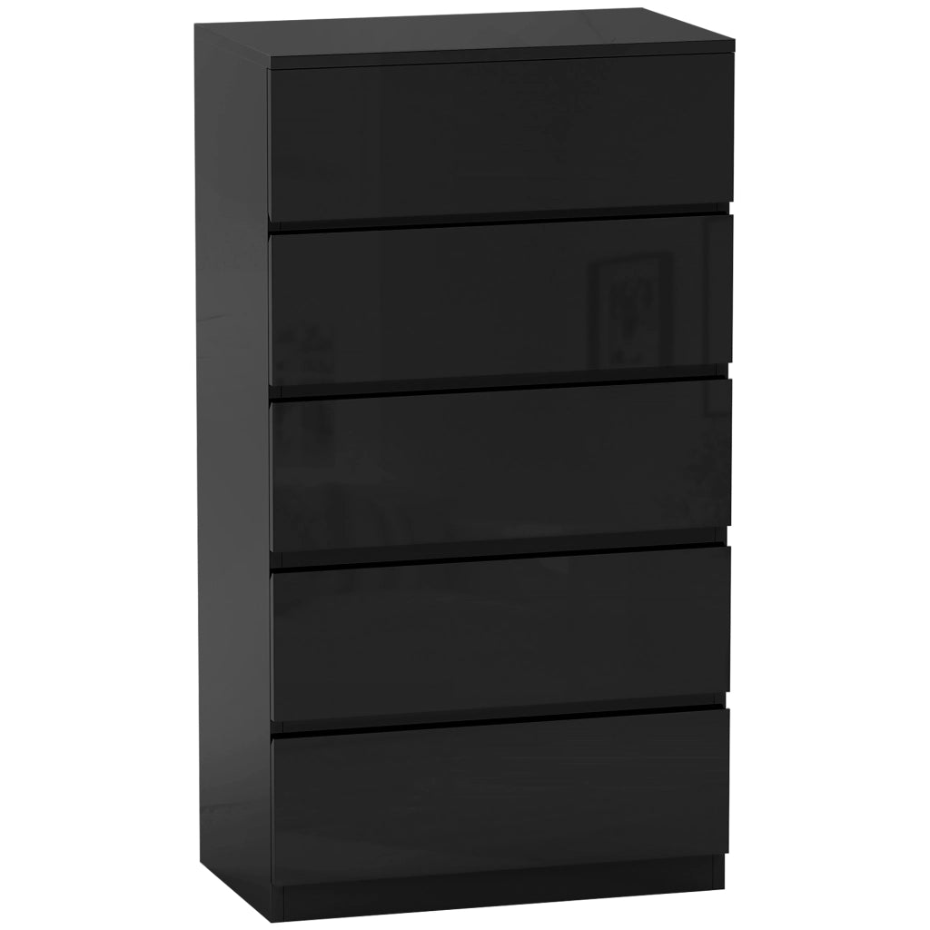 Cassettiera 5 Cassetti Moderna per Camera Dormitorio Soggiorno Ingresso ¨C Minimal ¨C Nero 55x34x100 cm
